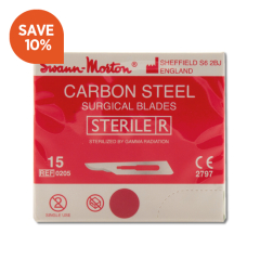 Promo No 15 Surgical Blades Swann Morton Red Carbon Sterile