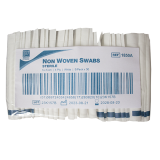 Sterile Non-Woven Swabs 4 Ply 5cm X 5cm (30 x 5)