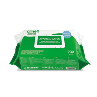 Clinell Universal Sanitising Wipes Pack (Green) (200) Multi Buy (Pack Of 6)