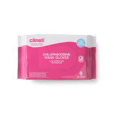 Clinell 2% Chlorhexidine Wash Gloves (8)